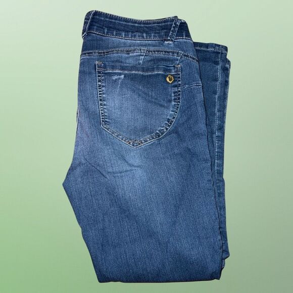 Democracy “Ab” Solution  Medium Wash Ankle Crop Jeans Size 10 33x26 #7 - Picture 3 of 6